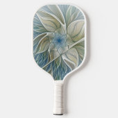 Floral Dream Muster Abstraktes Blue Khaki Fraktal Pickleball Schläger (Rückseite)