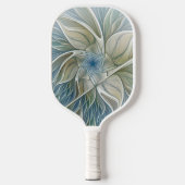 Floral Dream Muster Abstraktes Blue Khaki Fraktal Pickleball Schläger (Vorderseite)