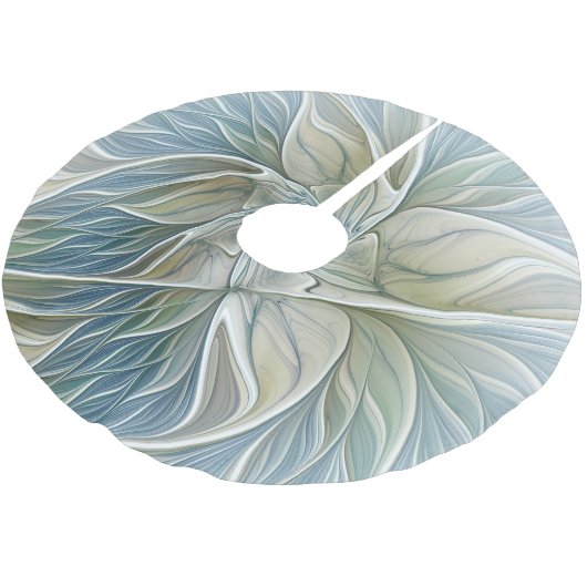 Floral Dream Muster Abstraktes Blue Khaki Fraktal Polyester Weihnachtsbaumdecke (Schrägansicht)