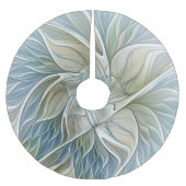 Floral Dream Muster Abstraktes Blue Khaki Fraktal Polyester Weihnachtsbaumdecke (Vorderseite)