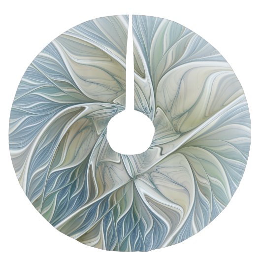 Floral Dream Muster Abstraktes Blue Khaki Fraktal Polyester Weihnachtsbaumdecke (Vorderseite)