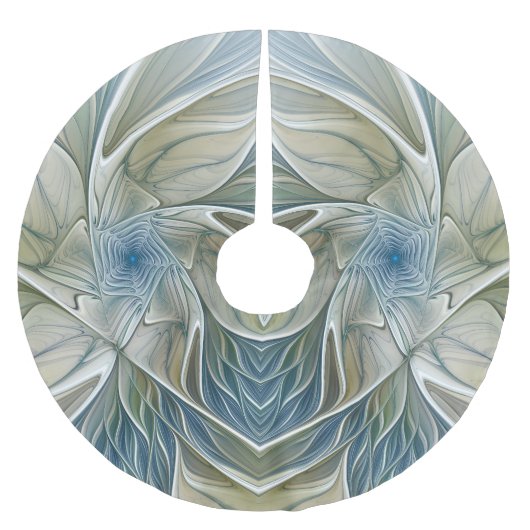 Floral Dream Muster Abstraktes Blue Khaki Fraktal Polyester Weihnachtsbaumdecke (Vorderseite)