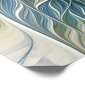 Floral Dream Muster Abstraktes Blue Khaki Fraktal Poster (Ecke)