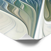 Floral Dream Muster Abstraktes Blue Khaki Fraktal Poster (Ecke)