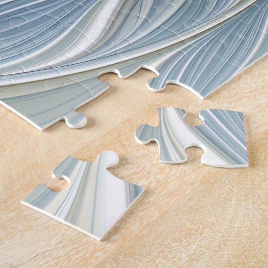 Floral Dream Muster Abstraktes Blue Khaki Fraktal Puzzle (Seite)