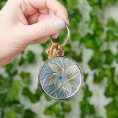 Floral Dream Muster Abstraktes Blue Khaki Fraktal Schlüsselanhänger (Hand)