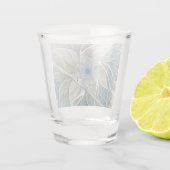 Floral Dream Muster Abstraktes Blue Khaki Fraktal Schnapsglas (Rückseite)