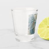 Floral Dream Muster Abstraktes Blue Khaki Fraktal Schnapsglas (Links)
