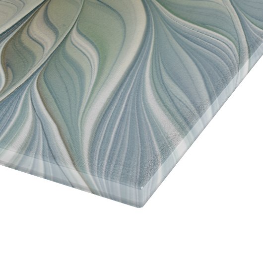 Floral Dream Muster Abstraktes Blue Khaki Fraktal Schneidebrett (Ecke)