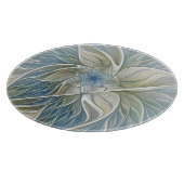 Floral Dream Muster Abstraktes Blue Khaki Fraktal Schneidebrett (Ecke)