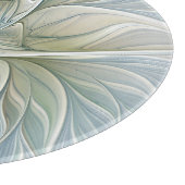 Floral Dream Muster Abstraktes Blue Khaki Fraktal Schneidebrett (Ecke)