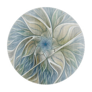 Floral Dream Muster Abstraktes Blue Khaki Fraktal Schneidebrett