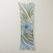Floral Dream Muster Abstraktes Blue Khaki Fraktal Seitenschläferkissen (Vorderseite Vertikal)