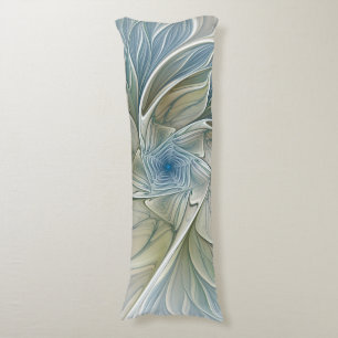 Floral Dream Muster Abstraktes Blue Khaki Fraktal Seitenschläferkissen
