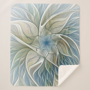 Floral Dream Muster Abstraktes Blue Khaki Fraktal Sherpadecke