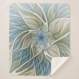 Floral Dream Muster Abstraktes Blue Khaki Fraktal Sherpadecke