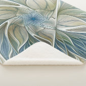 Floral Dream Muster Abstraktes Blue Khaki Fraktal Sherpadecke (3/4)