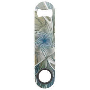 Floral Dream Muster Abstraktes Blue Khaki Fraktal Speed Flaschenöffner