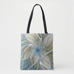 Floral Dream Muster Abstraktes Blue Khaki Fraktal Tasche