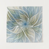 Floral Dream Muster Abstraktes Blue Khaki Fraktal Wandteppich (Vorderseite (Horizontal))