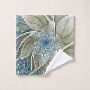 Floral Dream Muster Abstraktes Blue Khaki Fraktal Waschlappen