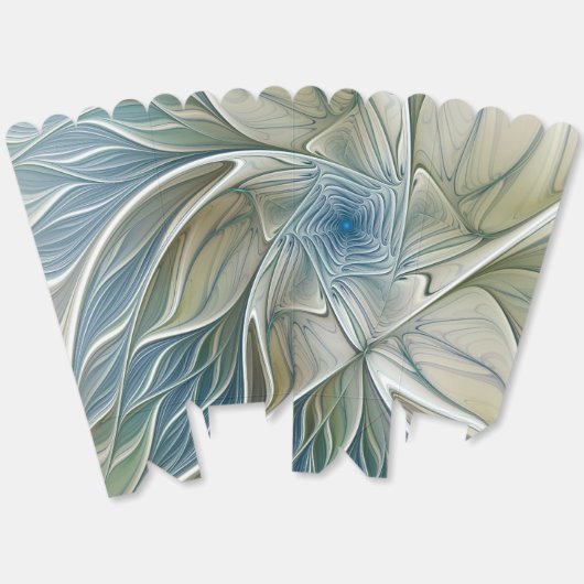 Floral Dream Pattern Abstract Blue Khaki Fractal Geschenkschachtel (Ungeklappt)