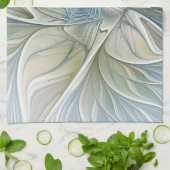 Floral Dream Pattern Abstract Blue Khaki Fractal Geschirrtuch (Gefaltet)