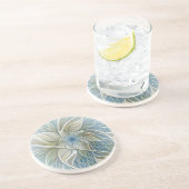 Floral Dream Pattern Abstract Blue Khaki Fractal Getränkeuntersetzer (Seite)