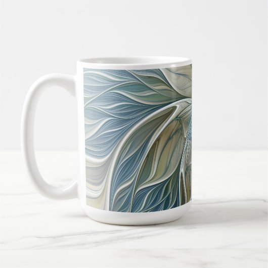 Floral Dream Pattern Abstract Blue Khaki Fractal Kaffeetasse (Links)