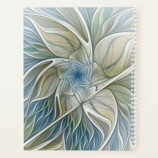 Floral Dream Pattern Abstract Blue Khaki Fractal Planer (Rückseite)