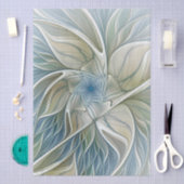 Floral Dream Pattern Abstract Blue Khaki Fractal Seidenpapier (Handwerk)
