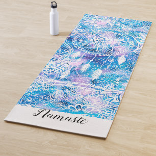 Floral dreamcatcher türkisfarben Aquarell namaste Yogamatte