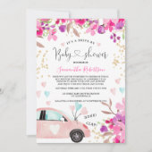 Floral Drive by baby Dusche Auto Aquarellherzen Einladung (Vorderseite)
