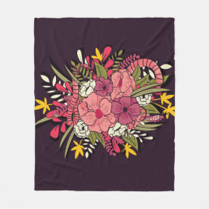 Floral Dschungel Schlangen Tropisch Vintag Fleecedecke