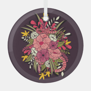 Floral Dschungel Schlangen Tropisch Vintag Ornament Aus Glas