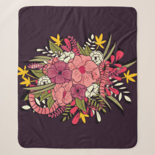 Floral Dschungel Schlangen Tropisch Vintag Sherpadecke