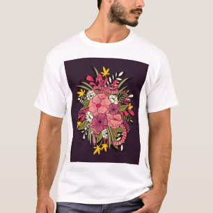 Floral Dschungel Schlangen Tropisch Vintag T-Shirt