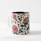 Floral Dsigned Zweifarbige Tasse (Vorderseite Links)