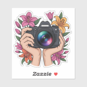 Floral DSLR-Kamera mit Galaxy Lens Aufkleber