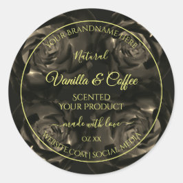 Floral dunkelbraune Rose Produktverpackungsmarken Runder Aufkleber