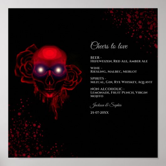 Floral dunkelmoody gothischen Schädel Getränke Men Poster (Vorne)