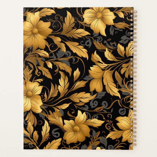 Floral dusty black and gold name script planer (Rückseite)