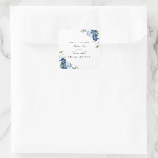 Floral Dusty Blue, bevor ich Skript-Brautparty Quadratischer Aufkleber (Tasche)