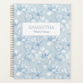 Floral Dusty Blue Blume Moderne Trauzeugin Name Planer (Vorderseite)