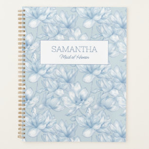 Floral Dusty Blue Blume Moderne Trauzeugin Name Planer