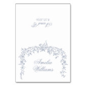 Floral Dusty Blue Boho Botanical Unique Wedding Tischnummer (Vorderseite)