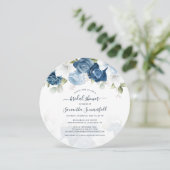 Floral Dusty Blue Botanical Brautparty Einladung (Stehend Vorderseite)