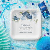 Floral Dusty Blue Botanical Brautparty Pappteller (Party)