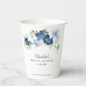 Floral Dusty Blue Botanical Brautparty Party Pappbecher (Vorderseite)