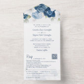 Floral Dusty Blue Botanical Script Wedding All In One Einladung (Innen Boden)